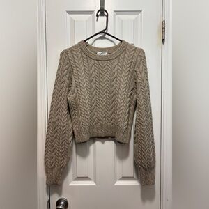 & Other Stories Women's Brown Crewneck Cable Knit Wool/Alpaca Sweater Size Small